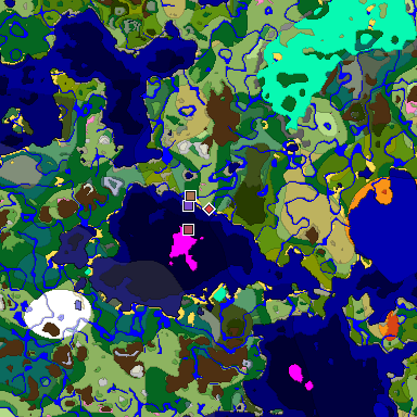 Predicted biome map of Java 1.21.4 seed 2198755778575189578 around estimated spawn