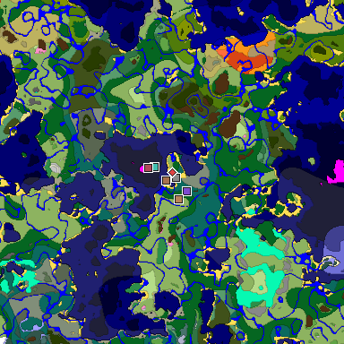 Predicted biome map of Java 1.21.4 seed -5159181298828055596 around estimated spawn
