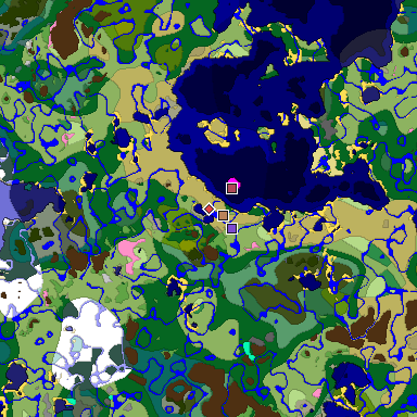 Predicted biome map of Java 1.21.4 seed 5398560471144372617 around estimated spawn
