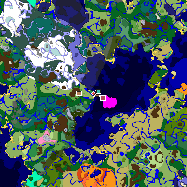 Predicted biome map of Java 1.21.4 seed -8979342701448035994 around estimated spawn
