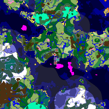 Predicted biome map of Java 1.21.4 seed -8275779594681198714 around estimated spawn
