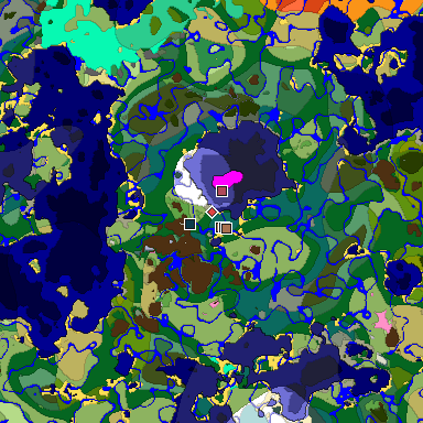 Predicted biome map of Java 1.21.4 seed 6580697605850849100 around estimated spawn