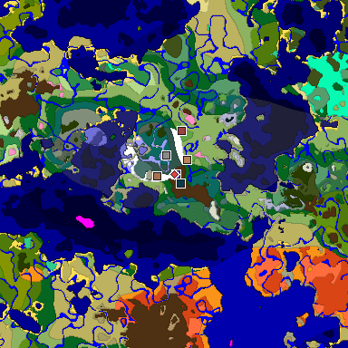Predicted biome map of Java 1.21.4 seed -7518267389205700987 around estimated spawn