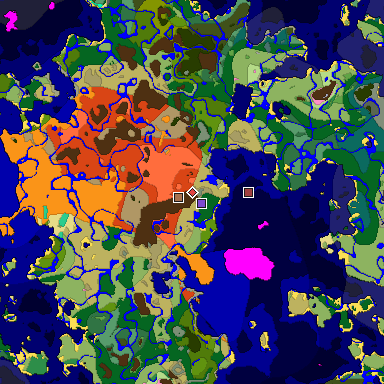 Predicted biome map of Java 1.21.4 seed -5447673941718861772 around estimated spawn