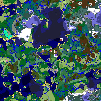 Predicted biome map of Java 1.21.4 seed -2371301192439364707 around estimated spawn