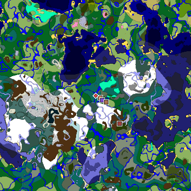 Predicted biome map of Java 1.21.4 seed 5594636549018066750 around estimated spawn