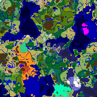 Predicted biome map of Java 1.21.4 seed 5679009309683567265 around estimated spawn