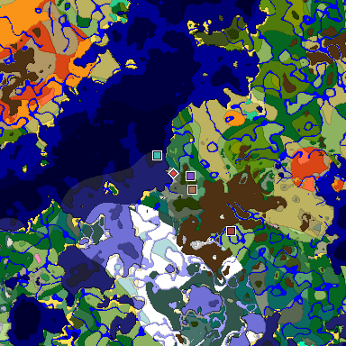 Predicted biome map of Java 1.21.4 seed 3653314676911781683 around estimated spawn