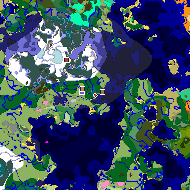 Predicted biome map of Java 1.21.4 seed -8243604915491280153 around estimated spawn