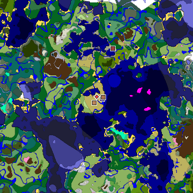 Predicted biome map of Java 1.21.4 seed -4251335494144428548 around estimated spawn