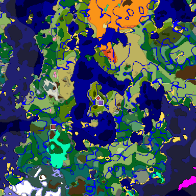 Predicted biome map of Java 1.21.4 seed 1600567747567933800 around estimated spawn