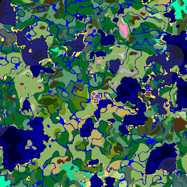 Predicted biome map of Java 1.21.4 seed 3558736754206156630 around estimated spawn