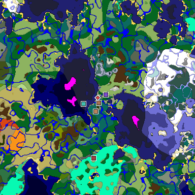 Predicted biome map of Java 1.21.4 seed 4634804173571961351 around estimated spawn