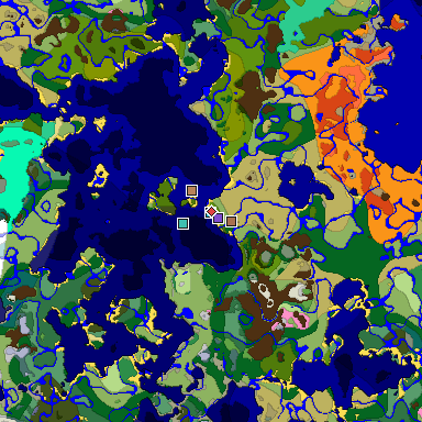 Predicted biome map of Java 1.21.4 seed -1228755293342418993 around estimated spawn