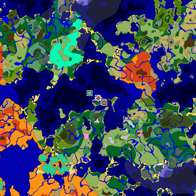 Predicted biome map of Java 1.21.4 seed 6334875369103343578 around estimated spawn