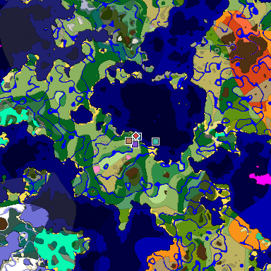 Predicted biome map of Java 1.21.4 seed 7901661502687587240 around estimated spawn