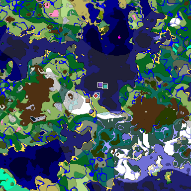 Predicted biome map of Java 1.21.4 seed -3099550692019116065 around estimated spawn