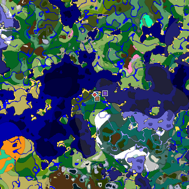 Predicted biome map of Java 1.21.4 seed -2808223536060884898 around estimated spawn
