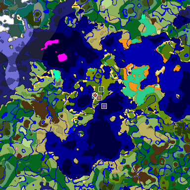 Predicted biome map of Java 1.21.4 seed 183088752637301707 around estimated spawn