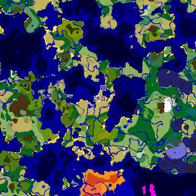 Predicted biome map of Java 1.21.4 seed 1387088012187398738 around estimated spawn