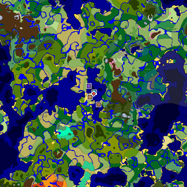 Predicted biome map of Java 1.21.4 seed -74869706712006857 around estimated spawn