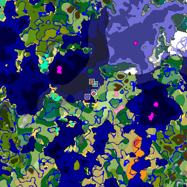 Predicted biome map of Java 1.21.4 seed -1553187965154374728 around estimated spawn