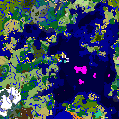 Predicted biome map of Java 1.21.4 seed -4456107363563074556 around estimated spawn