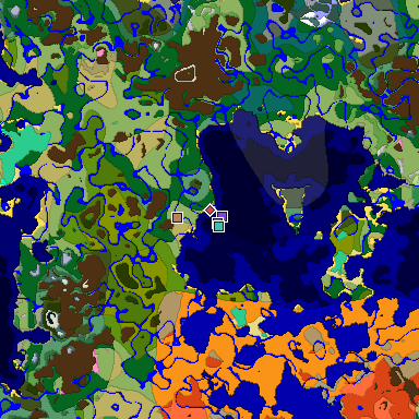 Predicted biome map of Java 1.21.4 seed -1147608971071046993 around estimated spawn