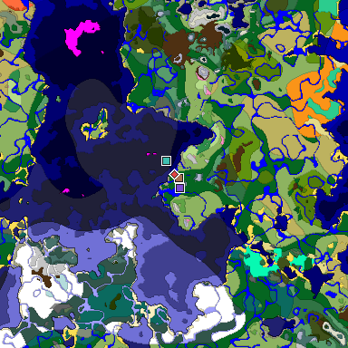 Predicted biome map of Java 1.21.4 seed 4060320971076705908 around estimated spawn