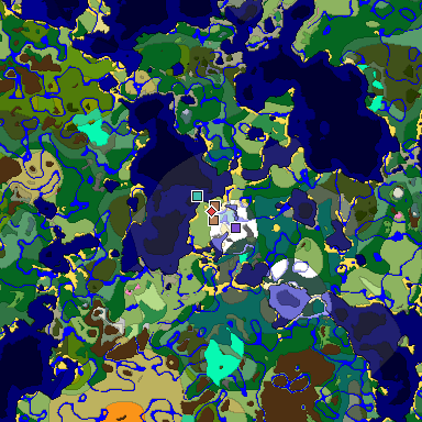 Predicted biome map of Java 1.21.4 seed 2878889085473339771 around estimated spawn