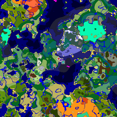 Predicted biome map of Java 1.21.4 seed -1408679004970907183 around estimated spawn