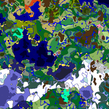 Predicted biome map of Java 1.21.4 seed -4861475890983670655 around estimated spawn
