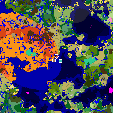 Predicted biome map of Java 1.21.4 seed 1526048878041125069 around estimated spawn