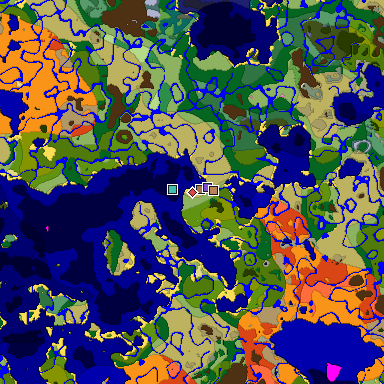 Predicted biome map of Java 1.21.4 seed -4663803453786451035 around estimated spawn
