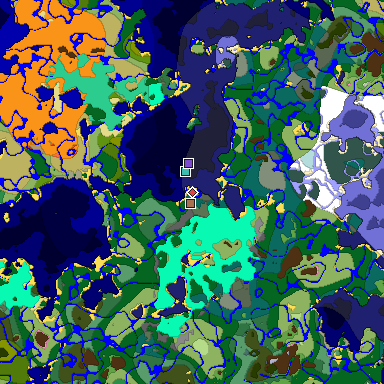 Predicted biome map of Java 1.21.4 seed -7774963696413061993 around estimated spawn