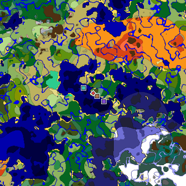 Predicted biome map of Java 1.21.4 seed 6098481492665011282 around estimated spawn