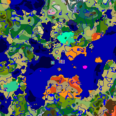 Predicted biome map of Java 1.21.4 seed -4751985169276267087 around estimated spawn