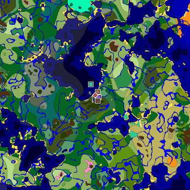 Predicted biome map of Java 1.21.4 seed -3730295611204037965 around estimated spawn