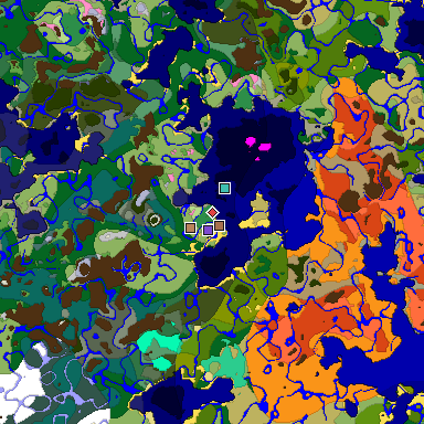 Predicted biome map of Java 1.21.4 seed -8207774473952906267 around estimated spawn