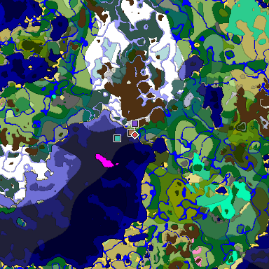 Predicted biome map of Java 1.21.4 seed 4696908741989784956 around estimated spawn