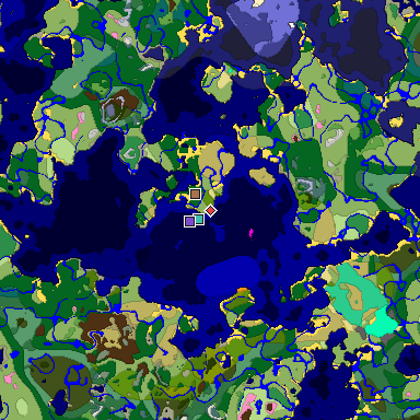 Predicted biome map of Java 1.21.4 seed 6453982045731446056 around estimated spawn
