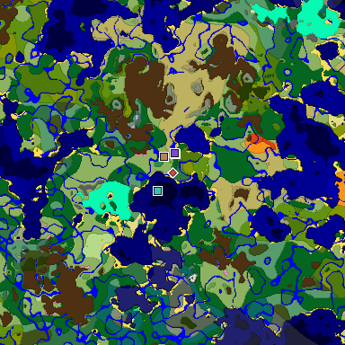 Predicted biome map of Java 1.21.4 seed -8991434397992305649 around estimated spawn