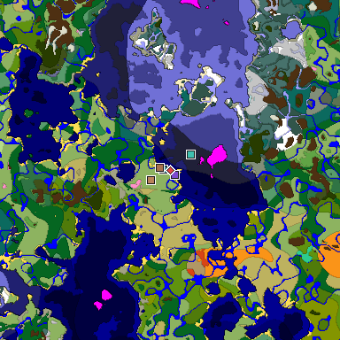 Predicted biome map of Java 1.21.4 seed 4486131997966266881 around estimated spawn