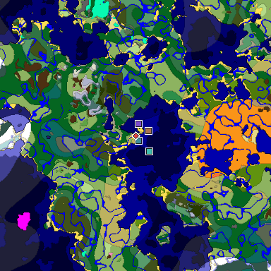 Predicted biome map of Java 1.21.4 seed -6162271908060063343 around estimated spawn