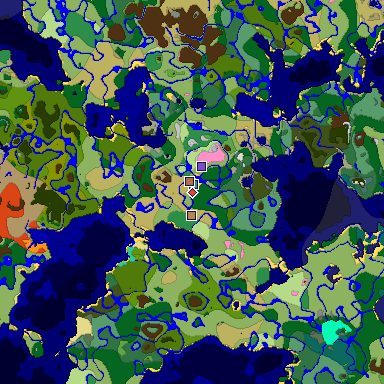 Predicted biome map of Java 1.21.4 seed 4621723889946708423 around estimated spawn