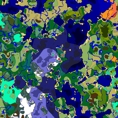 Predicted biome map of Java 1.21.4 seed 4670190772056191499 around estimated spawn