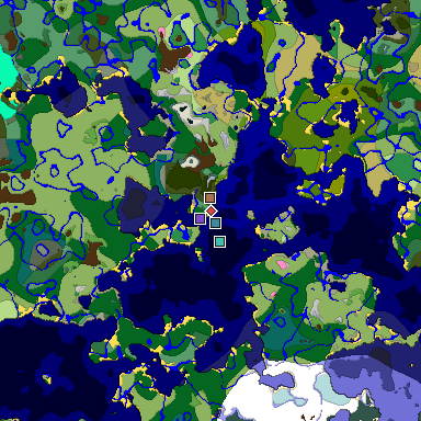 Predicted biome map of Java 1.21.4 seed 8039494118379393188 around estimated spawn