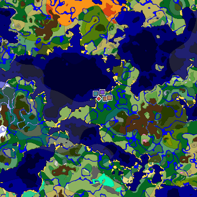 Predicted biome map of Java 1.21.4 seed 3059080357666967013 around estimated spawn