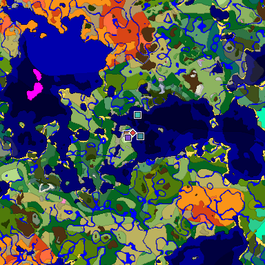 Predicted biome map of Java 1.21.4 seed -1016580059683261095 around estimated spawn