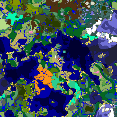 Predicted biome map of Java 1.21.4 seed -4713757429010397842 around estimated spawn